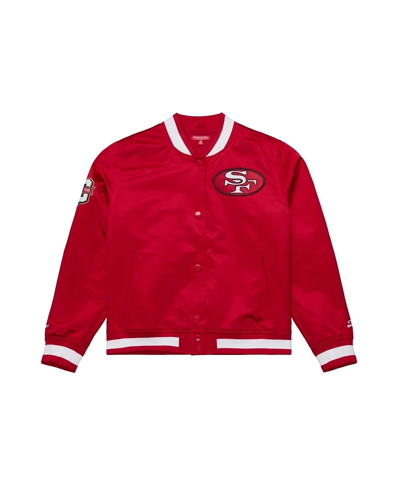Mitchell & Ness Women's Scarlet San Francisco 49ers 80th Anniversary Satin Full-Snap Jacket