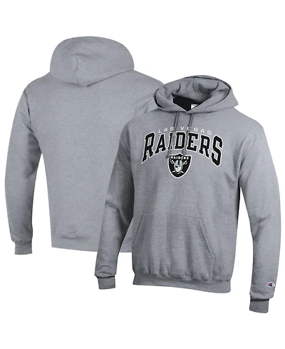 Champion Men's Las Vegas Raiders Powerblend Arch over Logo Screen Print Graphics Fleece Lining Classic Fit Hoodie