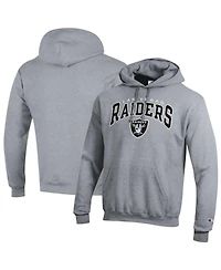 Champion Men's Las Vegas Raiders Powerblend Arch over Logo Screen Print Graphics Fleece Lining Classic Fit Hoodie