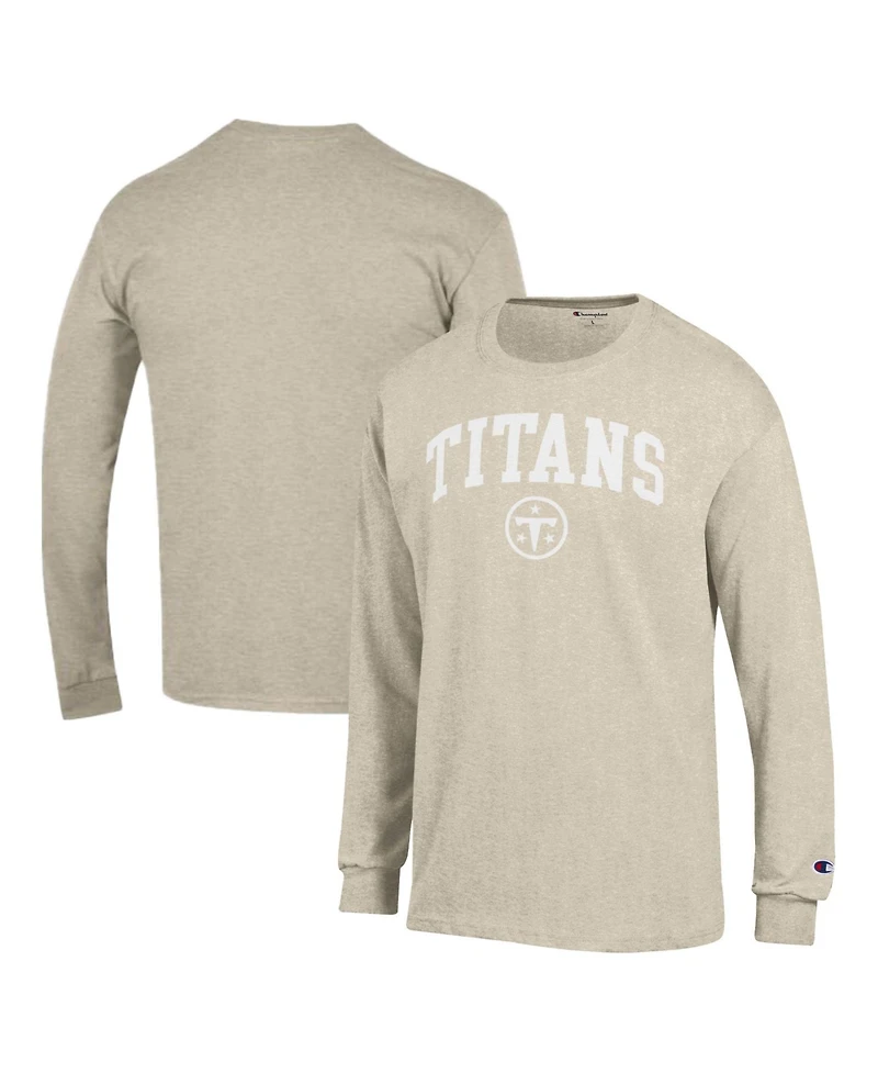 Champion Men's Heather Oatmeal Tennessee Titans White Ink Jersey Long Sleeve T-Shirt