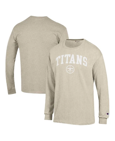 Champion Men's Heather Oatmeal Tennessee Titans White Ink Jersey Long Sleeve T-Shirt