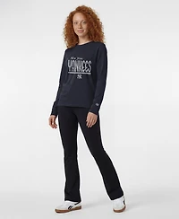 Champion Women's New York Yankees Screen-Print Graphics Long-Sleeve T-Shirt