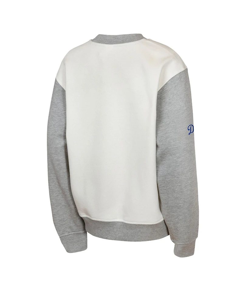 Outerstuff Big Boys and Girls Cream/Gray Los Angeles Dodgers League Power Hit Fleece Sweatshirt