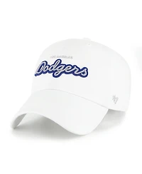 '47 Brand Women's White Los Angeles Dodgers Trendy Script Clean Up Adjustable Hat
