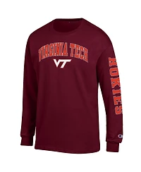 Champion Men's Virginia Tech Hokies Arch Over Logo 2-Hit Long-Sleeve Crewneck T-Shirt