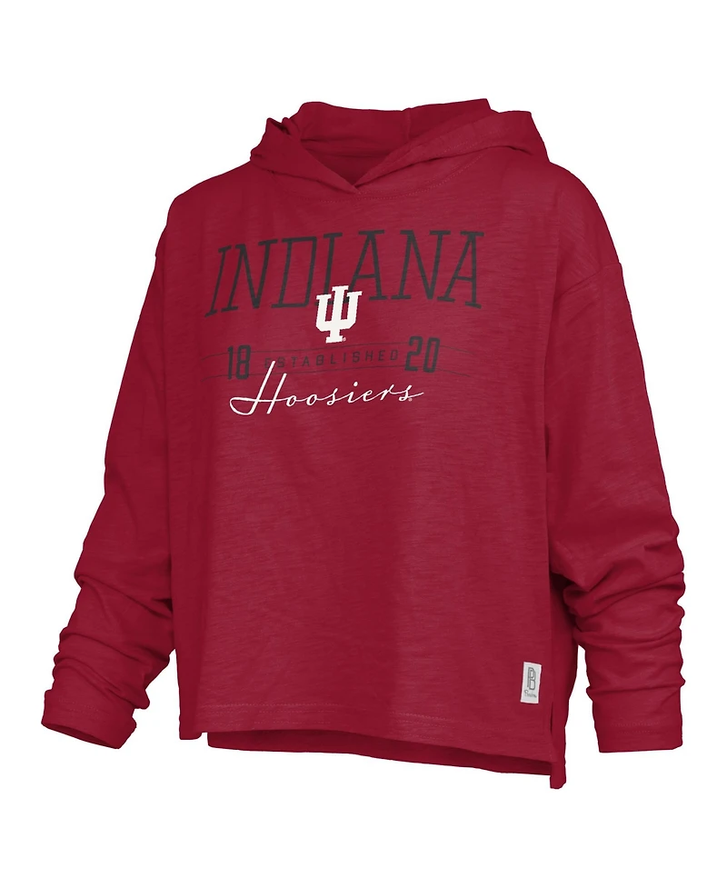 Pressbox Women's Castillo Indiana Hoosiers Slub Long-Sleeve Hooded T-Shirt