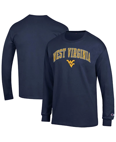 Champion Men's West Virginia Mountaineers Arch Over Logo Long-Sleeve Crewneck T-Shirt