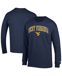 Champion Men's West Virginia Mountaineers Arch Over Logo Long-Sleeve Crewneck T-Shirt