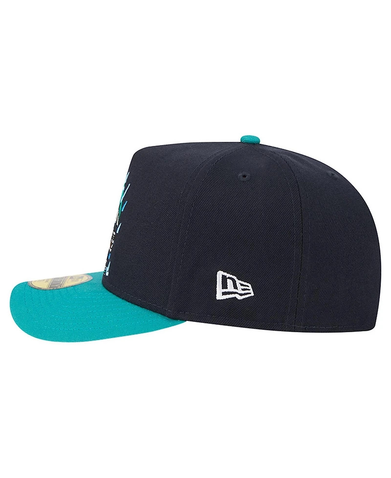 New Era Men's Navy/Teal Seattle Mariners Cartoon A-Frame 59FIFTY Fitted Hat