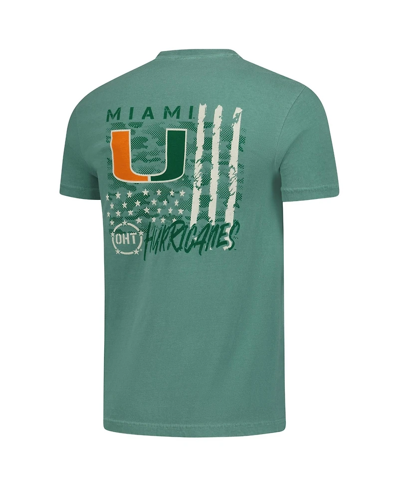 Image One Men's Miami Hurricanes Comfort Colors Oht Camo Overlay Crewneck Classic Fit T-Shirt