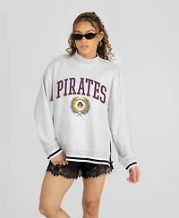 Gameday Couture Women's Ecu Pirates Rally Point Mock Neck Relaxed-Fit Striped Sweatshirt