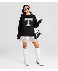 Gameday Couture Women's Tennessee Volunteers Bold Move Black Label Premium Dropped-Shoulder Fleece Crewneck Sweatshirt