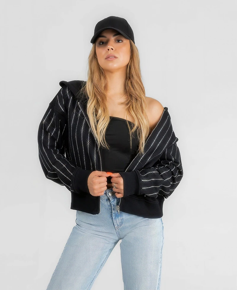 Gameday Couture Women's Philadelphia Eagles Eyes on the Prize Cropped Full-Zip Hoodie