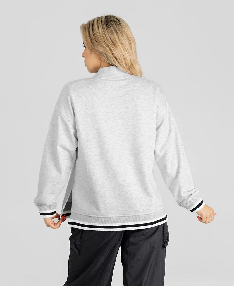 Gameday Couture Women's Detroit Lions Rally Point Contrast Stripe Relaxed-Fit Mock Neck Sweatshirt