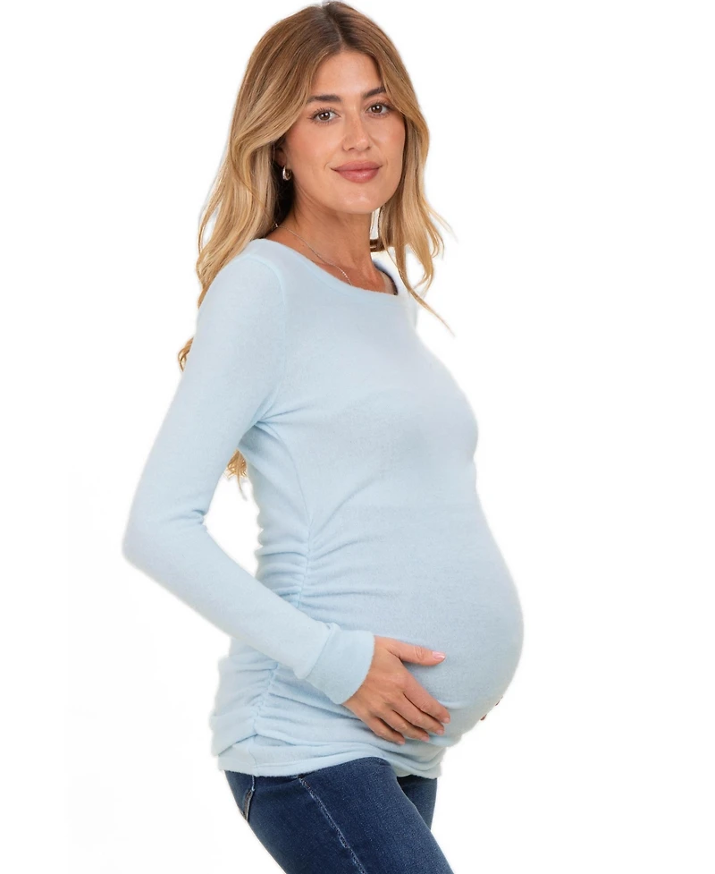 Pinkblush Maternity Heather Grey Soft Knit Ruched Top