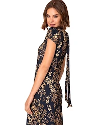 Alie Street London Women's Choker Keyhole Midi Dress Floral Skirt