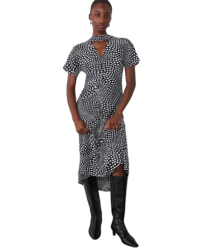 Whistles Women's Mixed Dot Scarf Midi Dress
