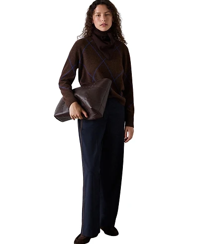 Whistles Women's Wool Contrast Diamond Knit Jumper