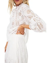 Cras Women's Briza Eyelet Tie Neck Blouse