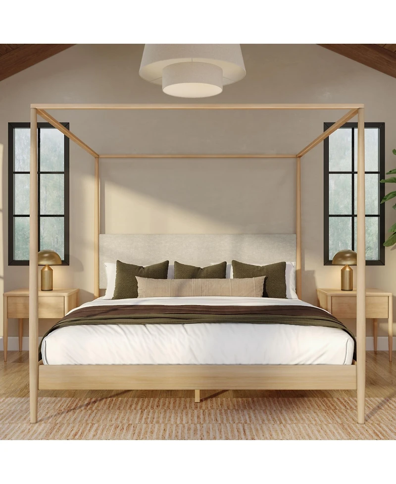 Plank+Beam Harbor King Canopy Bed with Upholstered Headboard