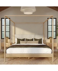 Plank+Beam Harbor King Canopy Bed with Upholstered Headboard