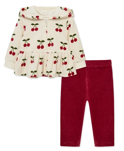 Little Me Baby Girls' Cherry Print Hoodie and Pants, 2-Piece Set