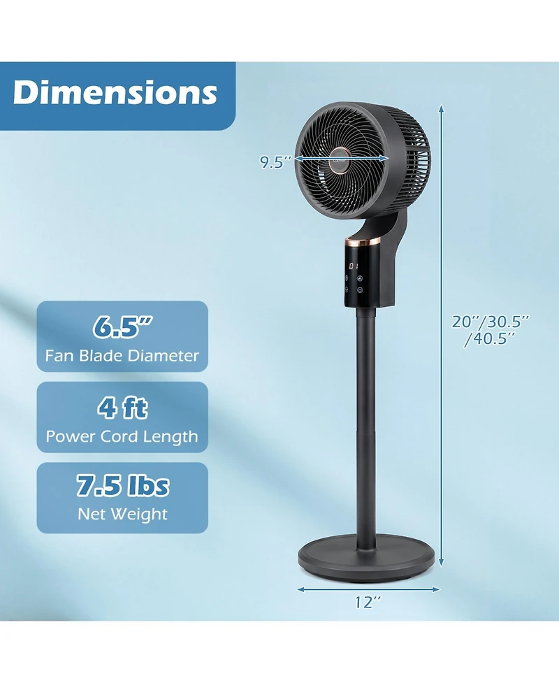 Costway Pedestal Fan for Bedroom, Compact Oscillating Standing