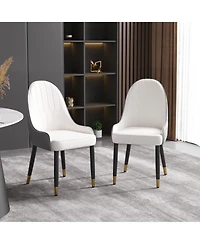 Decksplore Modern Kitchen Dining Chairs Faux Leather Upholstery with Thick Padding and Metal Legs Great for Room or