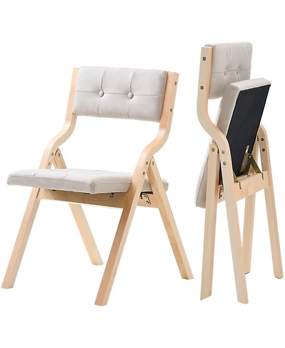 Sugift 2 Piece Bentwood Folding Dining Chair Set with Padded Seat Cushions and 400 Pound Capacity
