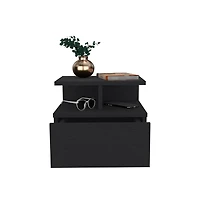 Flynama Wengue Floating Nightstand, Wall-Mounted Single Drawer and Top Shelf Storage Side Table