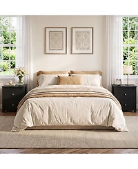 Gymax 2 Piece Nightstand with Drawers Bedside Table Floor Standing Sofa Side