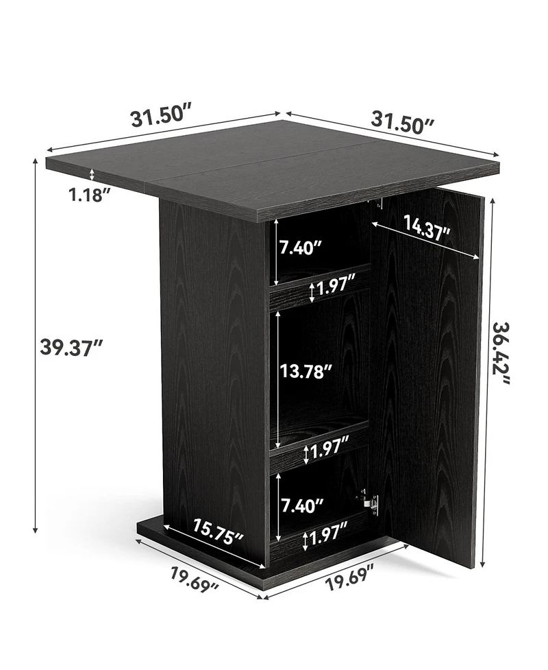Tribesigns Bar Table, 39.4" H Square High Top Pub Table
