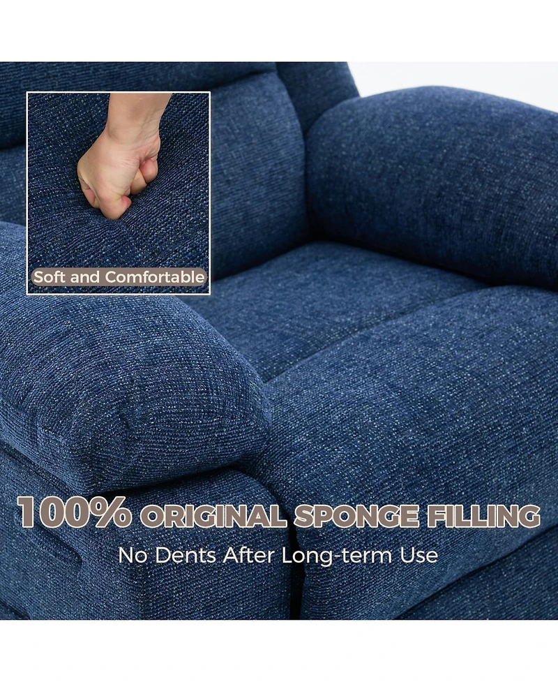 homfan 150 Degree Reclining Accent Chair for Adults, 360 Swivel Rocking Single Sofa with Vibration Massage and Heating, Side Pocket for Living Room
