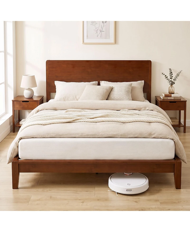 Homcom Queen Bamboo Bed Frame with Headboard, Platform
