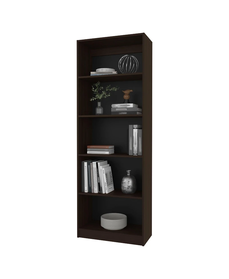 Fm Furniture Aspen Kava Corner Bar Cabinet with Wine Bottle Storage, Stemware Rack, and Shelves Smoky Oak
