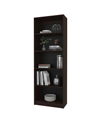 Fm Furniture Aspen Kava Corner Bar Cabinet with Wine Bottle Storage, Stemware Rack, and Shelves Smoky Oak
