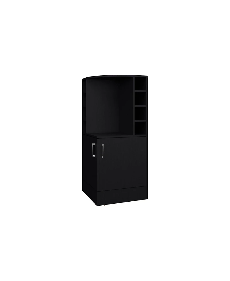 Fm Furniture Toyei Corner Bar Cabinet with Bottle Rack, Open Shelves, and Hidden Storage