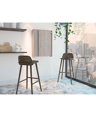 Fm Furniture Siena Wall-Mounted Bar Cabinet with Fold-Down Table