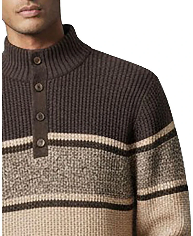 Hope & Henry Men's Organic Mock Neck Waffle Sweater