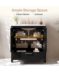 Tribesigns 30" Bathroom Vanity with Integrated Ceramic Sink