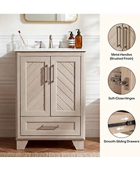 Tribesigns 24 Inch Bathroom Vanity with Sink, Modern Farmhouse