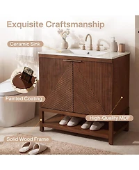 Tribesigns 30 Inch Bathroom Vanity with Sink, Farmhouse Fluted Design