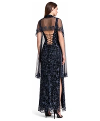 Lara Women's Strapless Beaded Gown with Scarf
