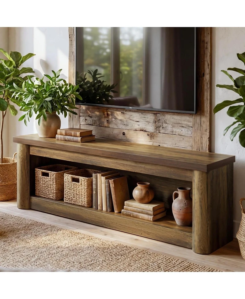 Tribesigns 63" Tv Stand for TVs up to 75", Rustic Media Console