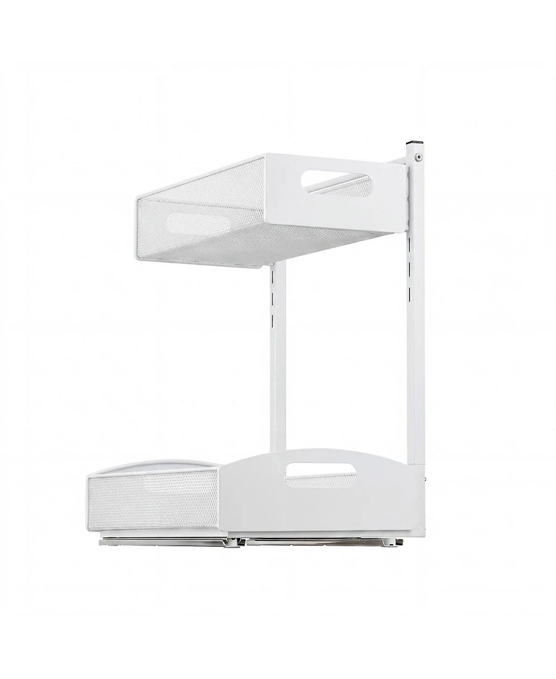 Sugift 2 Pack 2-Tier Pull Out Under Sink Organizer with 4-Level Height Adjustment for Cabinets