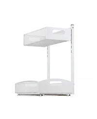 Sugift 2 Pack 2-Tier Pull Out Under Sink Organizer with 4-Level Height Adjustment for Cabinets