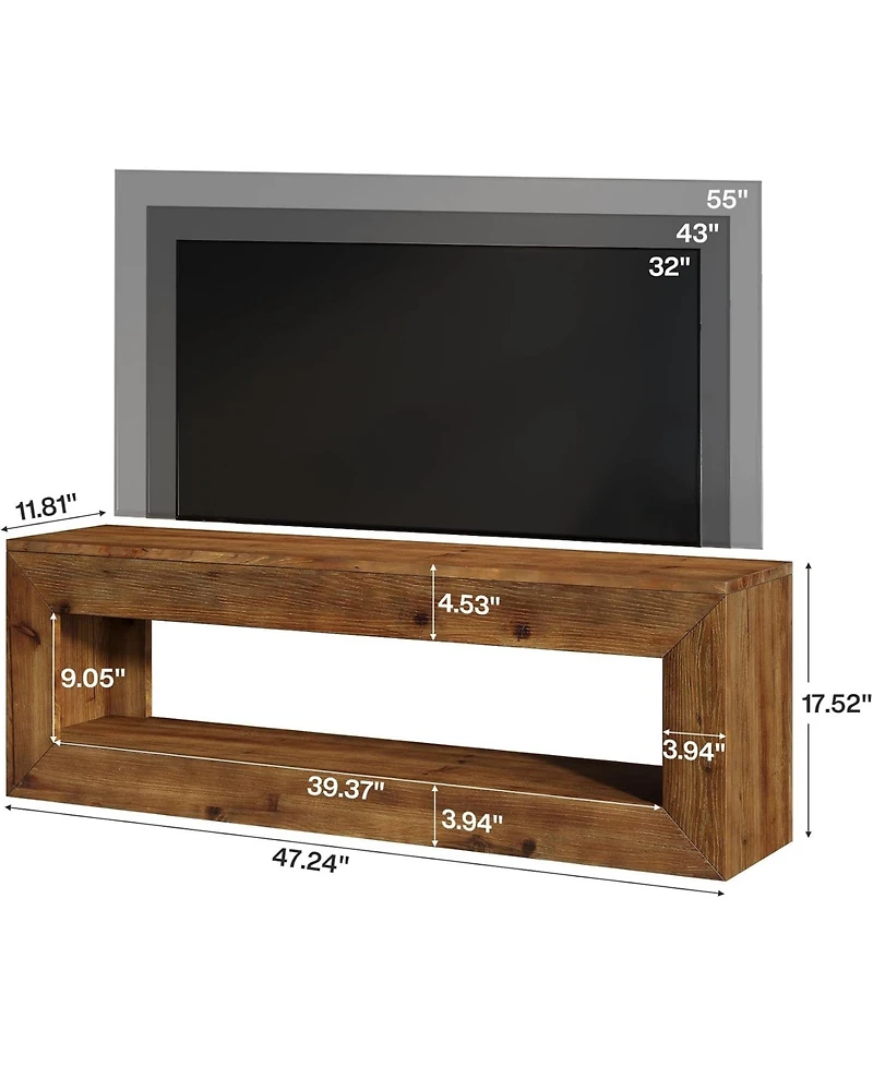 Tribesigns 47" Solid Wood Tv Stand for Tvs, Farmhouse TV Console with Storage, Low Media Console Television Stands for Living Room, Bedroom