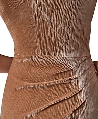 Donna Karan New York Women's Crinkled Velvet Side Ruched Midi Dress