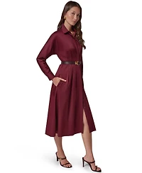 Long Sleeve Belted Midi Shirtdress