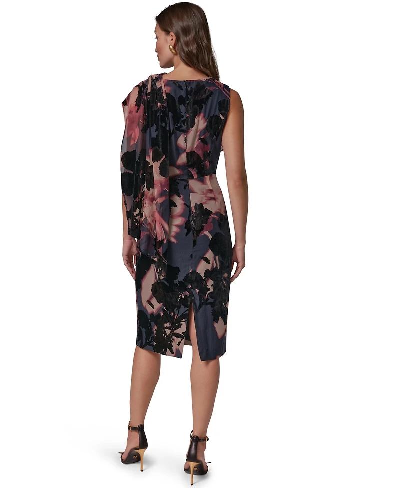 Donna Karan New York Women's Floral Sheath Sleeveless Dress